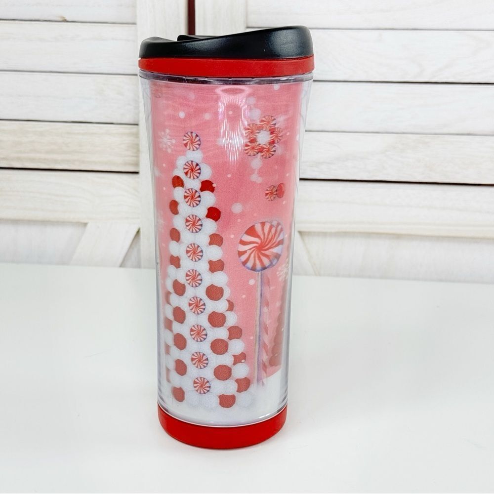 Starbucks Iridescent Hologram Christmas Candy Holiday Tumbler Cup 16oz‎ Pink